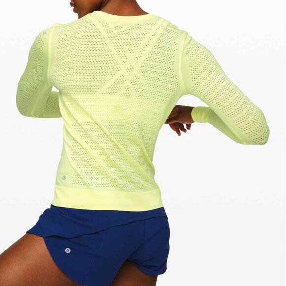 RARE Lululemon Run Relaxed Laser Cut Long Sleeve Neon Green 6 NWOT - Picture 5 of 12